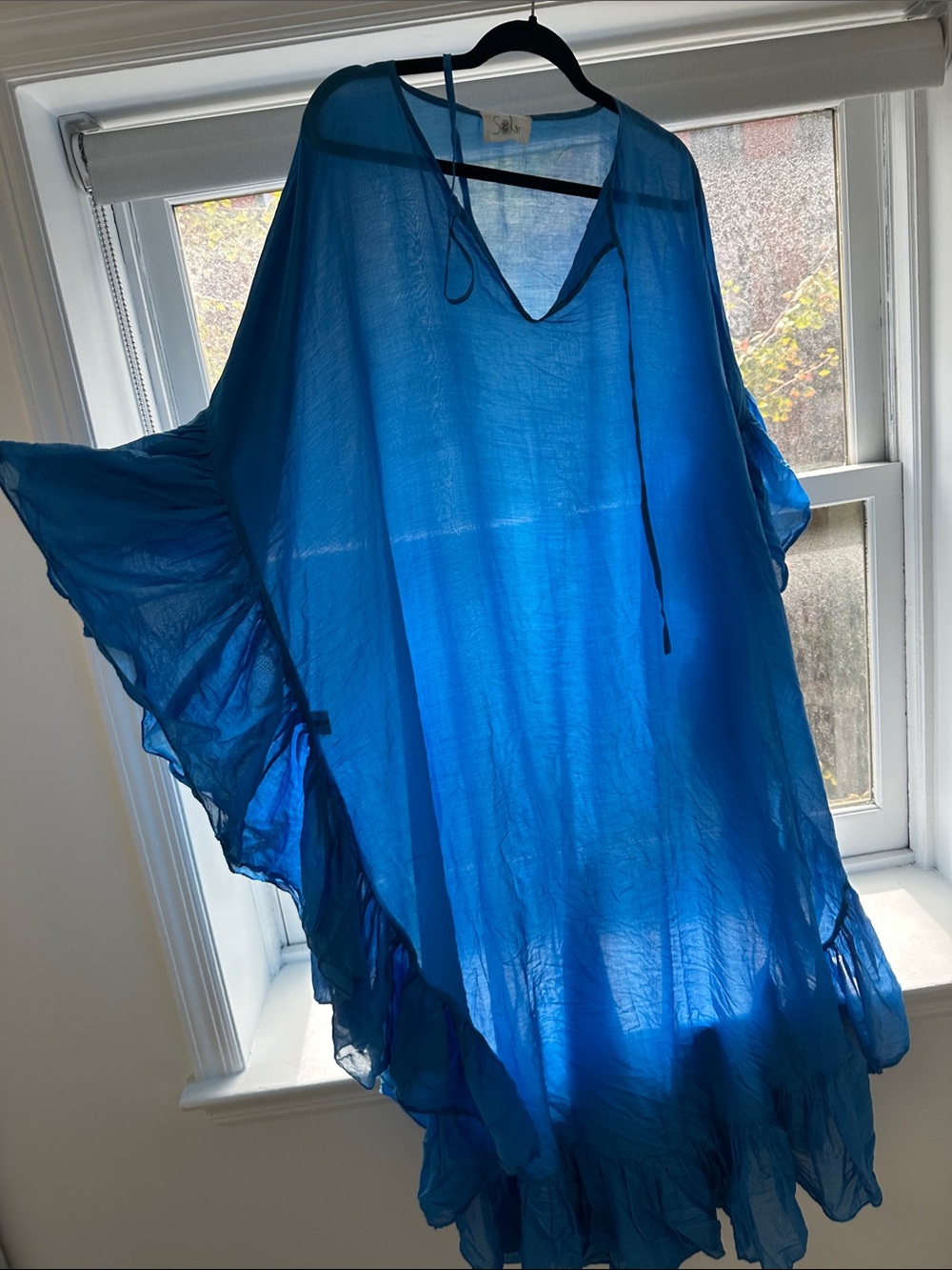 Ocean Blue Sheer Swim Coverup Kaftan